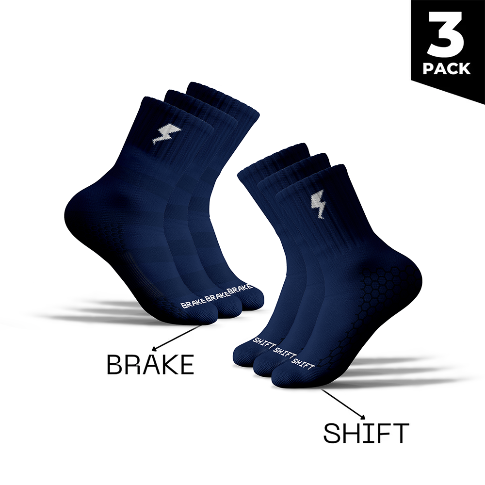 3 Pack - Brake/Shift - Moto Socks (Navy)