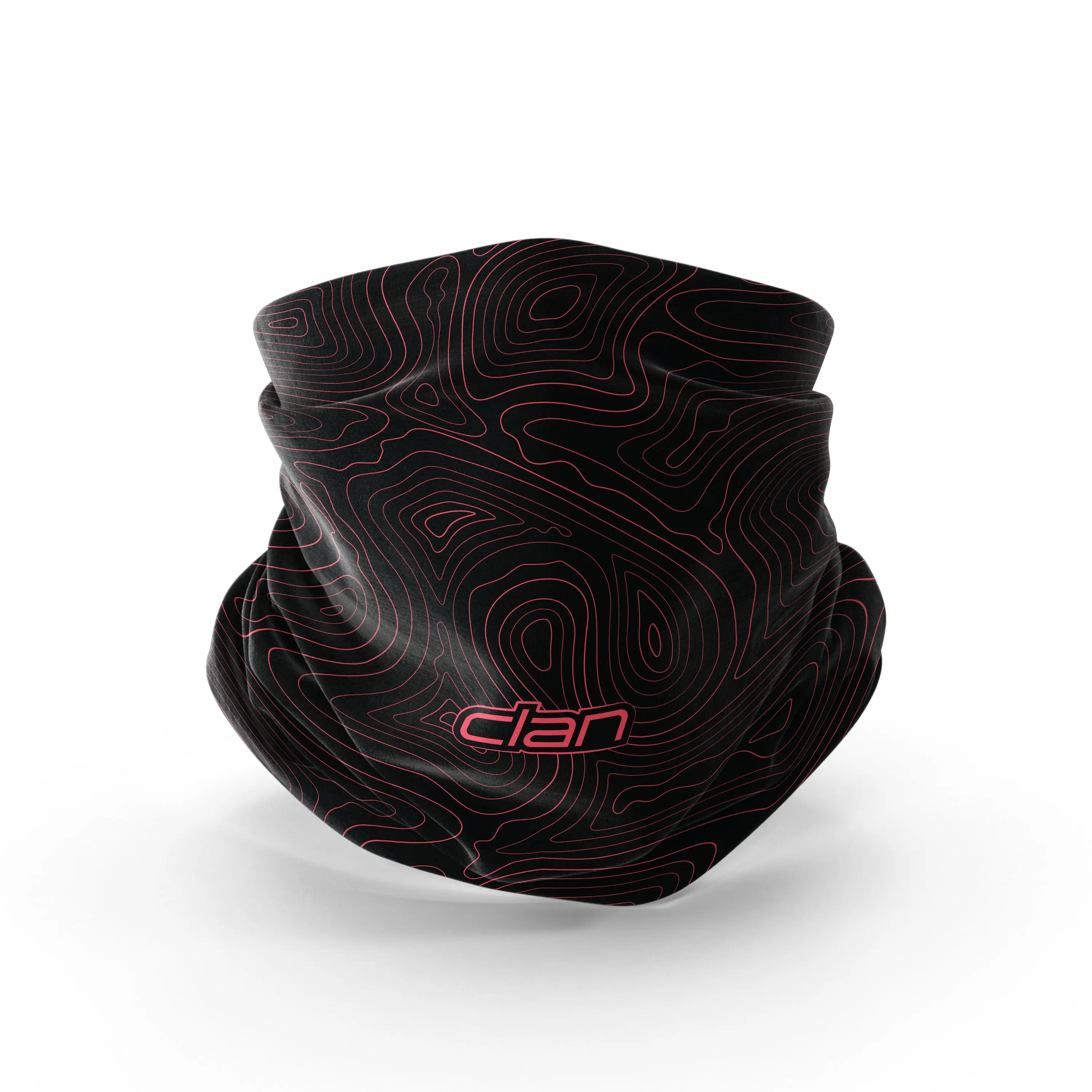 Ice Silk Biker Bandana - Topographic (Red) — three-quarter product view