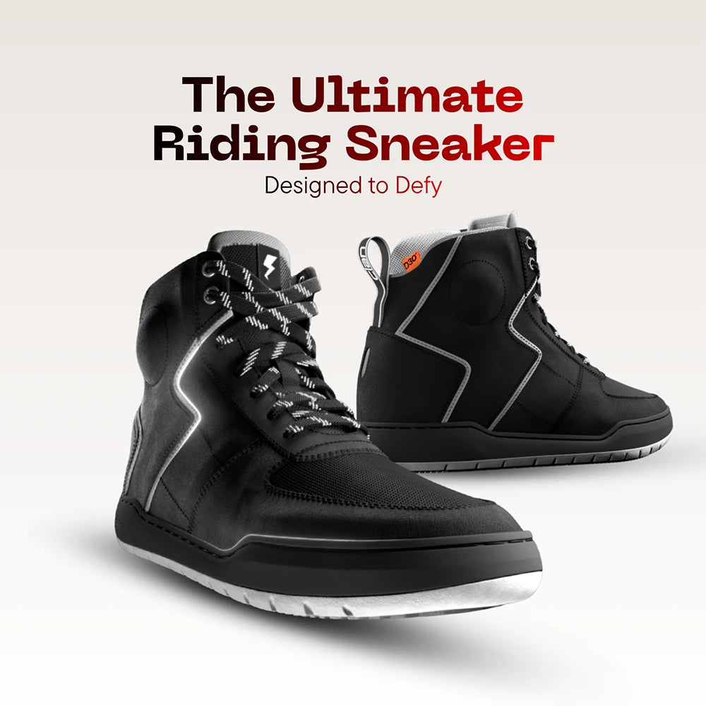 Clan Stealth Grey D3O waterproof motorcycle riding shoe — side profile