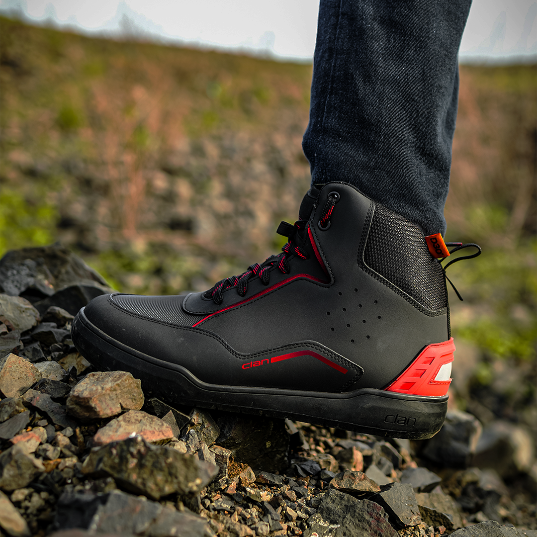 Clan Torque high-top riding shoe lifestyle photograph