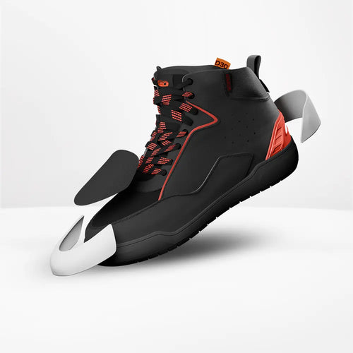Clan Torque Red motorcycle riding shoe — protective upper details