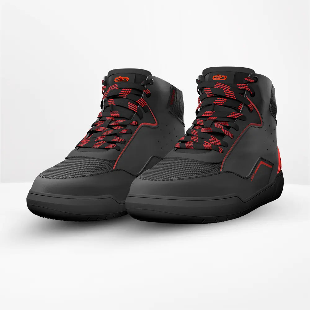 Clan Torque Red motorcycle riding shoe — front view