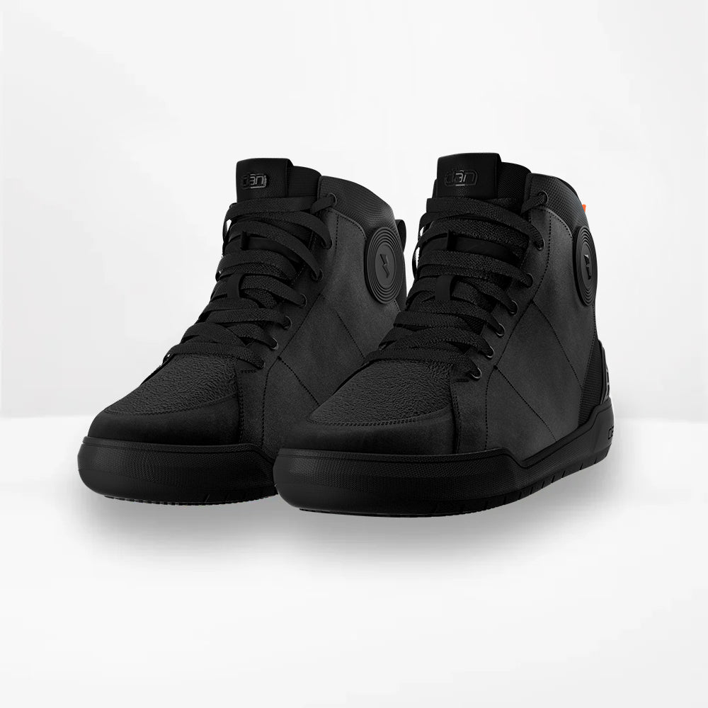 Clan Scout Black D3O waterproof motorcycle riding shoe — front view