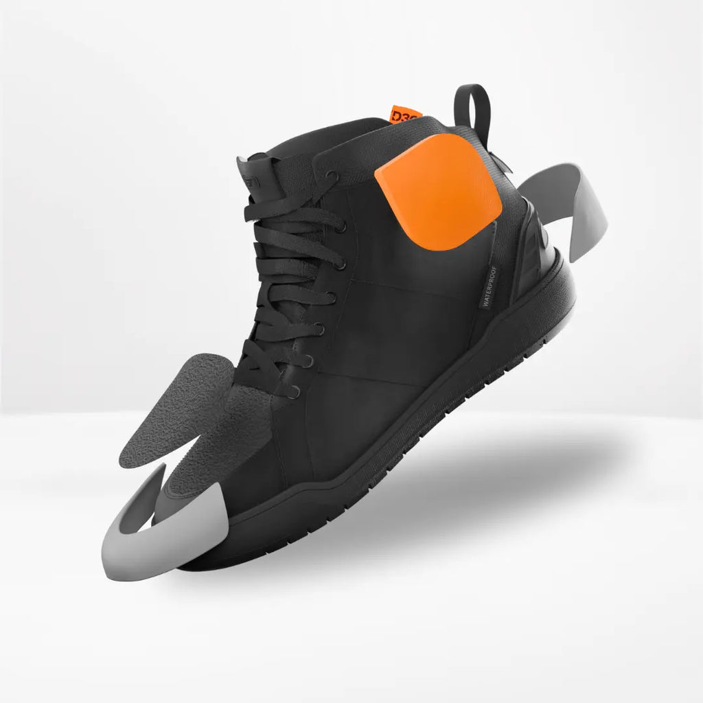 Clan Scout Black D3O waterproof motorcycle riding shoe — protective upper details