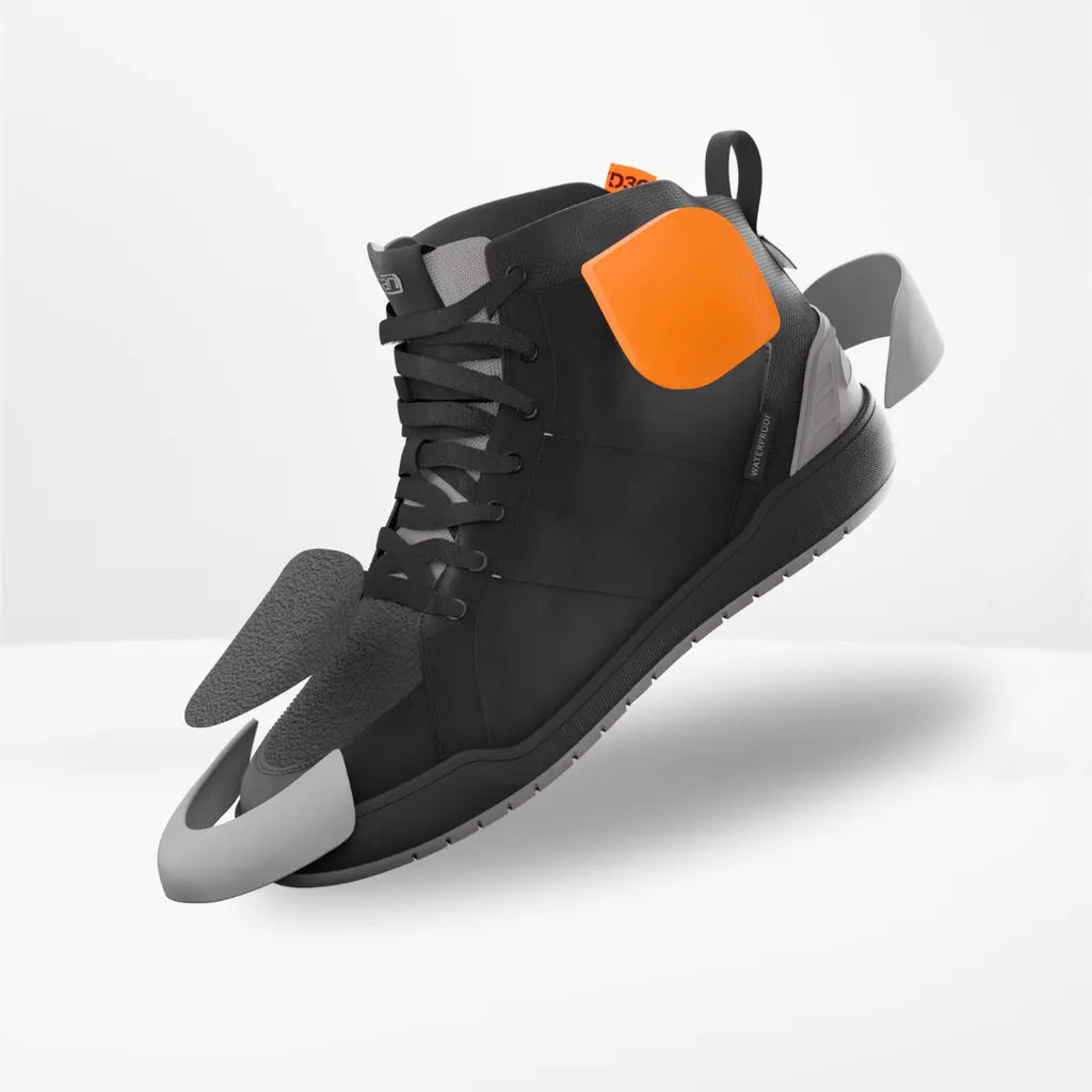 Clan Scout Grey D3O waterproof motorcycle riding shoe — protective upper details