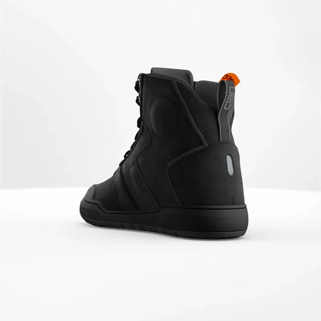 Clan Stealth Black D3O waterproof motorcycle riding shoe — side profile