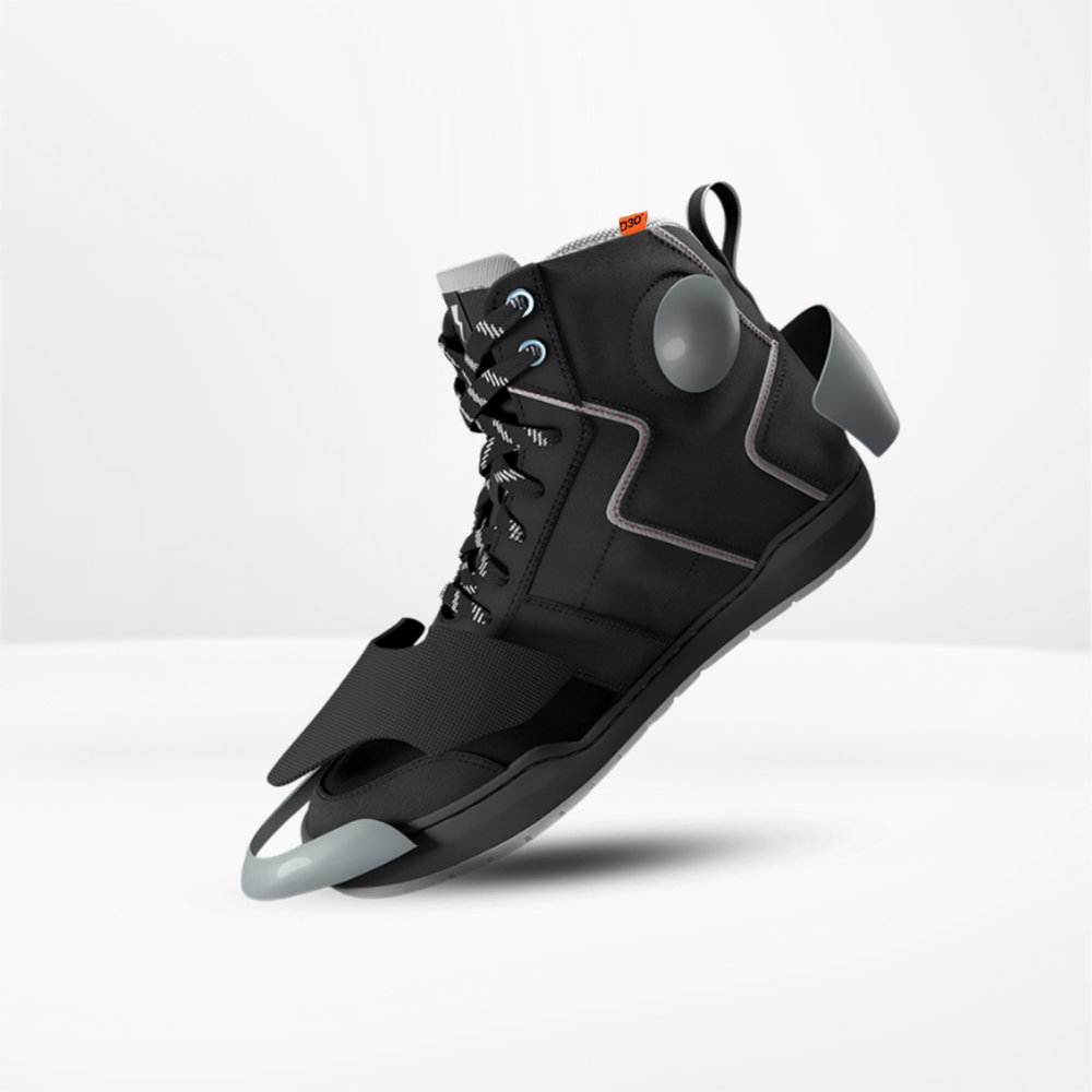 Clan Stealth Grey D3O waterproof motorcycle riding shoe — protective upper details
