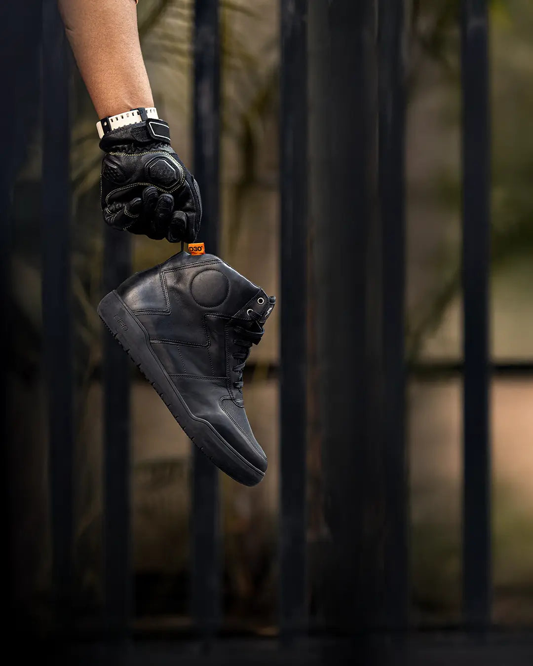 Clan Stealth D3O motorcycle riding shoe in use