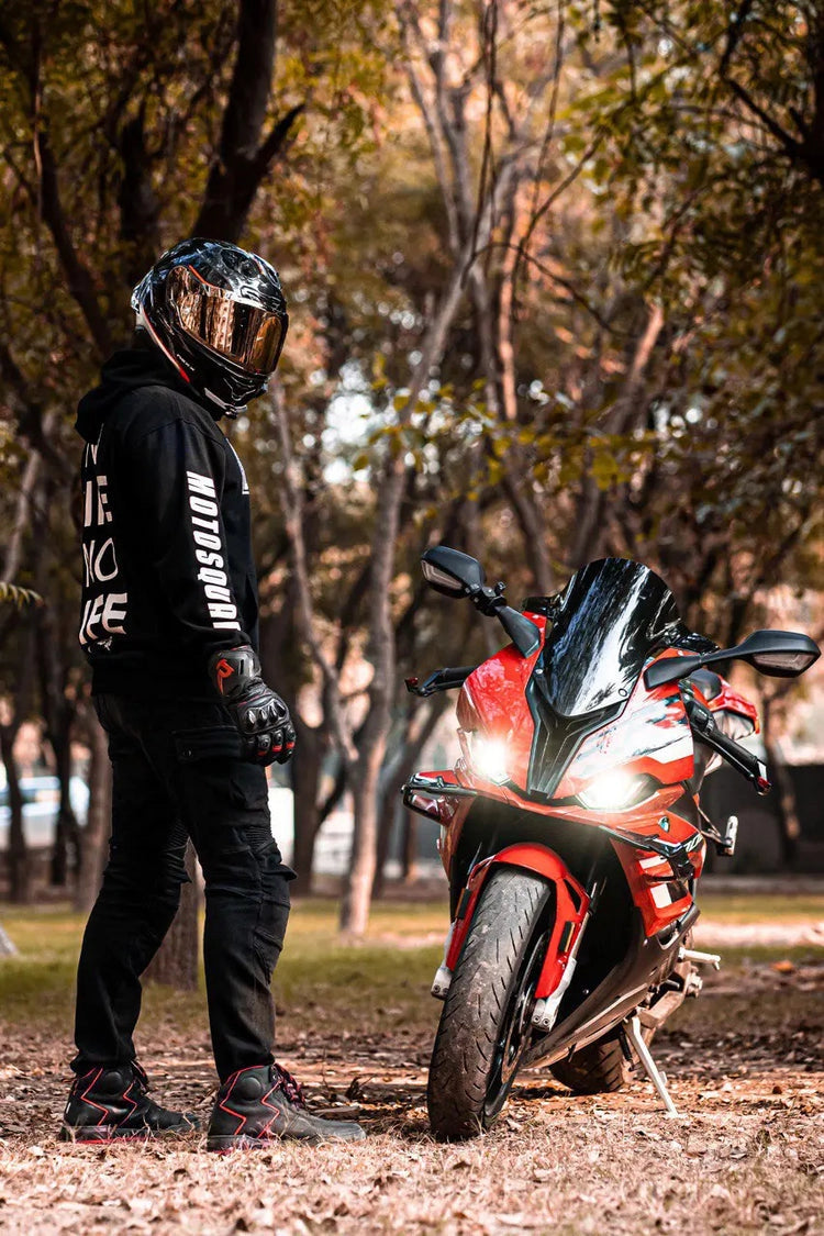 Red Clan Stealth riding shoe lifestyle photograph