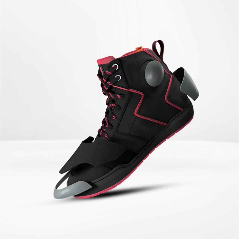 Clan Stealth Red D3O waterproof motorcycle riding shoe — protective upper details