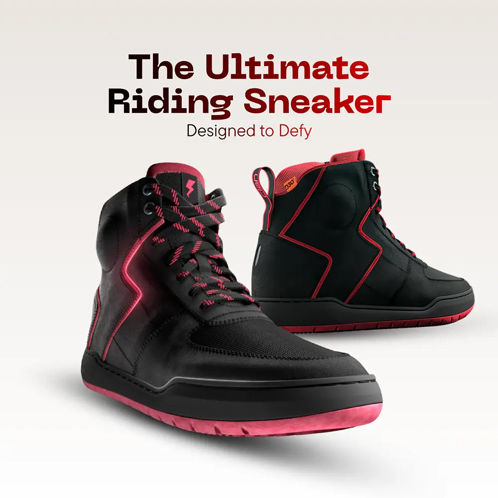 Clan Stealth Red D3O waterproof motorcycle riding shoe — side profile