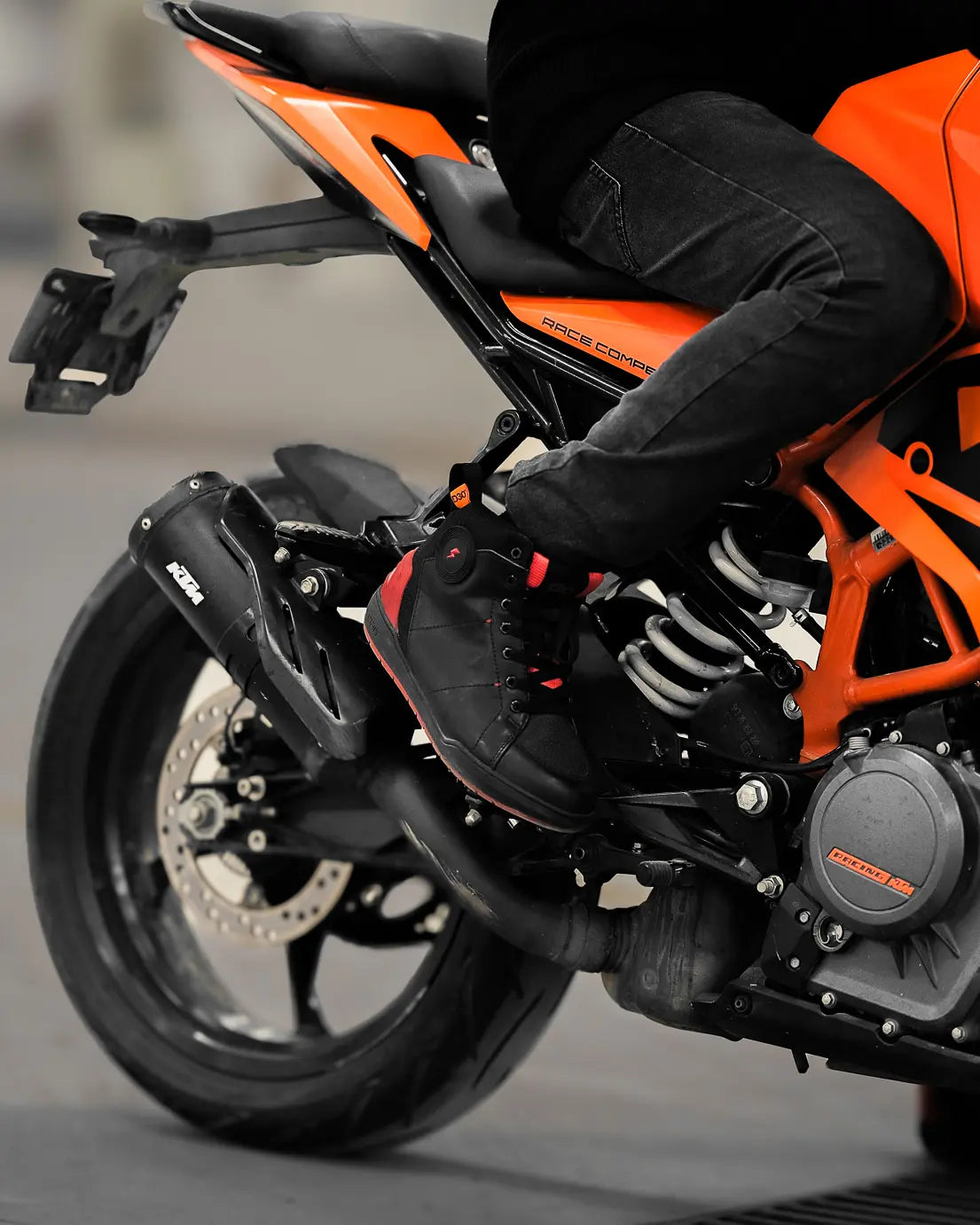 Clan Scout motorcycle riding shoe in use